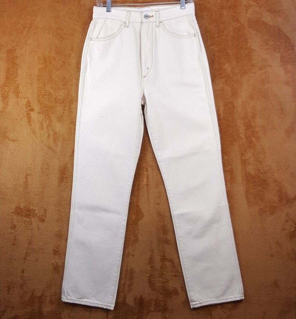 RE/DONE Jeans Womens Size 27 Cream 70s Straight Cigarette High Rise Rinsed Birch